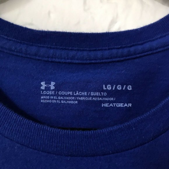 Under Armour Big Logo L Graphic Tee Blue Spell Out - Picture 3 of 5